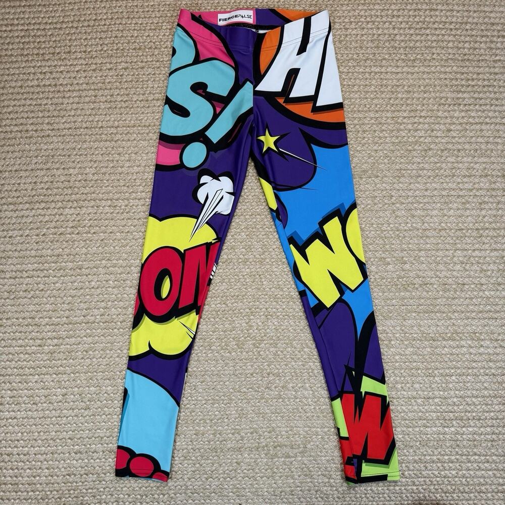 FiercePulse Comic Pop Art Leggings Y2K Y3K Festival Rave Size XS